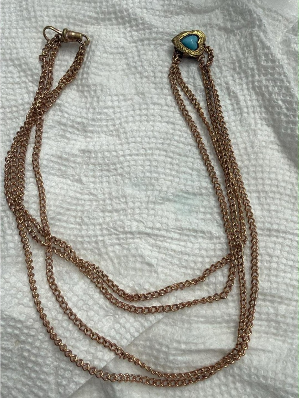 Victorian brass pocket watch chain with slider